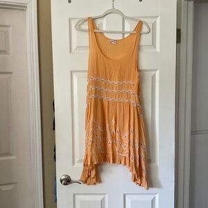 Intimately Free People Voile And Lace Trapeze Slip Orange Mini Dress, Size large